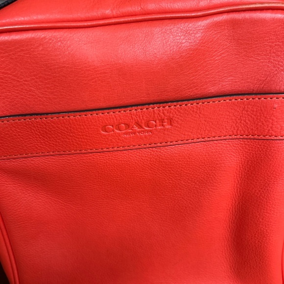 Coach Red Messenger Bag with Striped Strap